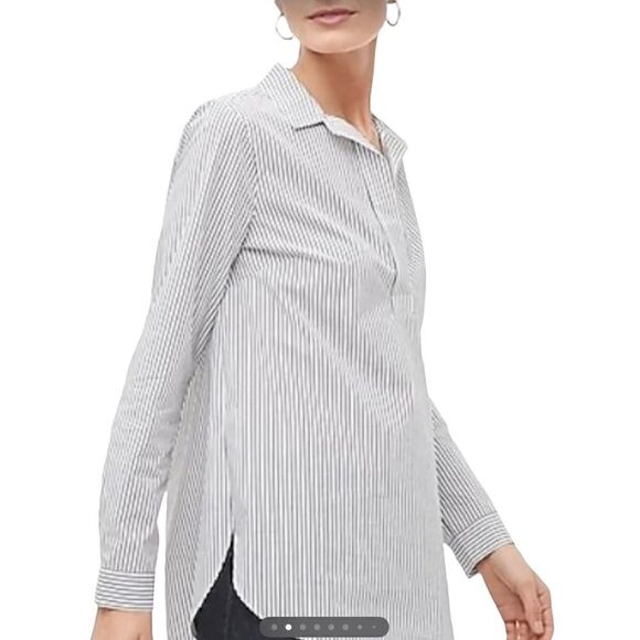 JCREW Long Sleeve Black/White Striped Cotton Pop-Over Tunic EUC - Picture 2 of 15